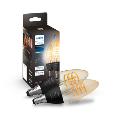 Philips Hue White Ambiance Filament Candle E14 Smart Bulb 2-Pack from B&Q