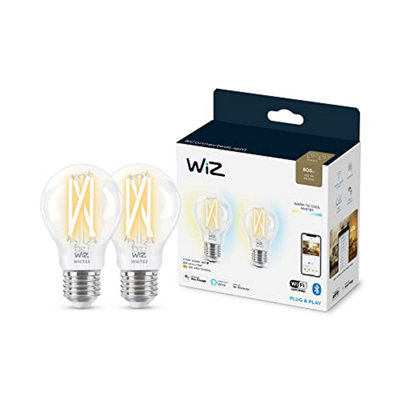 Wiz Smart BulbE 27 Clear Light Dimming LedConnected Wifi Works With AlexaGoogle Assistant & HomekitApp Control For from B&Q