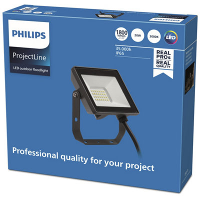 Philips Led Projectline Floodlight 20W 3000K from B&Q