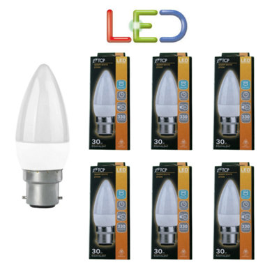 6 X Tcp Candle Led 4.4W Light Bulb Bc Warm White Long Life Quality Lamp 2700K from B&Q