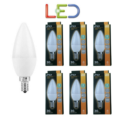 6 X Tcp Candle Led Light Bulb 4.4W Ses Warm White Lamp E14 Quality Long Life from B&Q