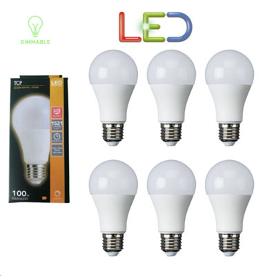 6 X Tcp Led 13.5W Light Bulb Lamp Es Warm White Dimmable 100W Equiv E27 2700K from B&Q
