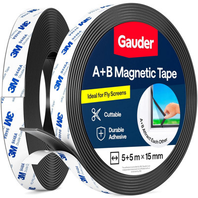 Gauder A+B Magnetic Tape For Fly Screens & Mosquito NetsSelf-Adhesive Strips With Strong Mutual AttractionMagnet from B&Q
