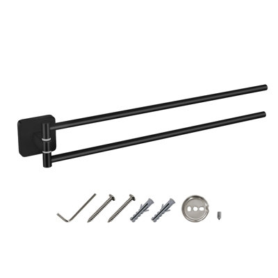 Jassferry Black Towel Rack 2 Swivel Bars Towel RailWall Mounted Holder from B&Q