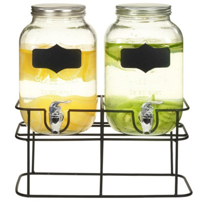 Walplus Beverage Dispensers 2 Pcs With Stand 2 X 4  L Glass