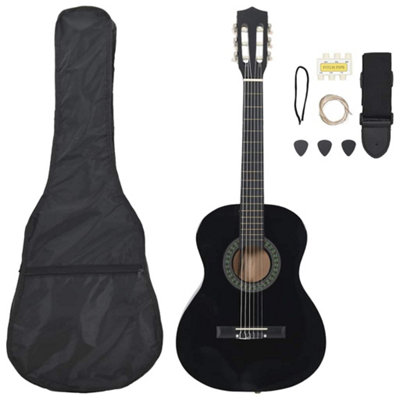 Walplus 8 Piece Classical Guitar Beginner Set Black 3/4 36