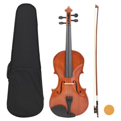 Walplus Violin Full Set With Bow And Chin Rest Dark Wood 4/4