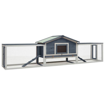 Walplus Rabbit Hutch Grey 310X70X87 Cm Solid Pine & Fir Wood