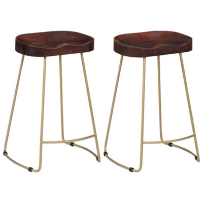 Vidaxl Gavin Bar Stools 2 Pcs Solid Mango Wood Bar Chairs from B&Q