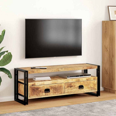 Vidaxl Solid Mango Wood Tv Cabinet Hifi Lowboard Stand Entertainment Centre - Image 3