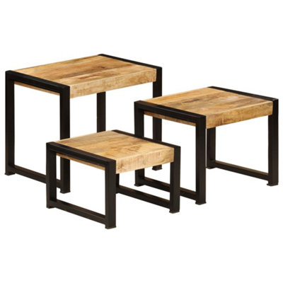 B&Q -  Nesting Tables 3 Pcs Solid Mango Wood