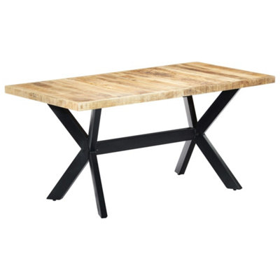 Vidaxl Dining Table 160X80X75 Cm Solid Rough Mango Wood from B&Q