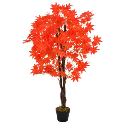 B&Q -  Artificial Plant Maple Tree With Pot Red 120 Cm