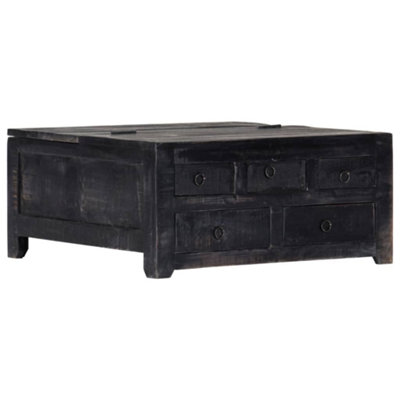 B&Q -  Coffee Table Black 65X65X30 Cm Solid Mango Wood
