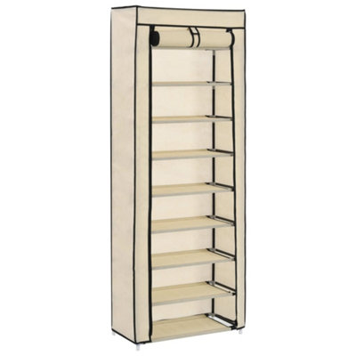 Vidaxl Shoe Cabinet With Cover Cream 57X29X162 Cm Fabric from B&Q