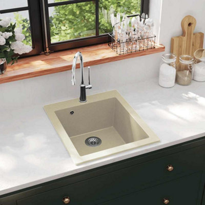 Vidaxl Granite Kitchen Sink Single Basin Beige from B&Q