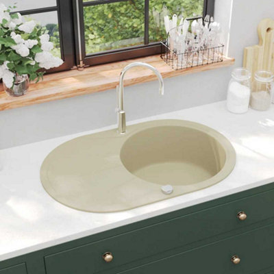 B&Q -  Granite Kitchen Sink Single Basin Oval Beige
