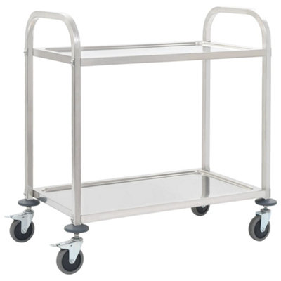 Vidaxl 2-Tier Kitchen Trolley 96.5X55X90 Cm Stainless Steel Serving Carts from B&Q