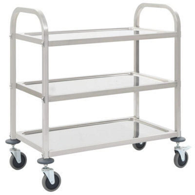 Vidaxl 3-Tier Kitchen Trolley 95X45X83.5 Cm Stainless Steel Serving Carts from B&Q