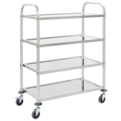 Vidaxl 4-Tier Kitchen Trolley 107X55X125 Cm Stainless Steel Serving Carts from B&Q