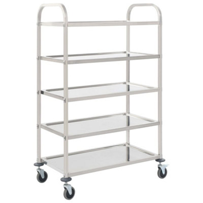 Vidaxl 5-Tier Kitchen Trolley 107X55X147 Cm Stainless Steel Serving Carts from B&Q
