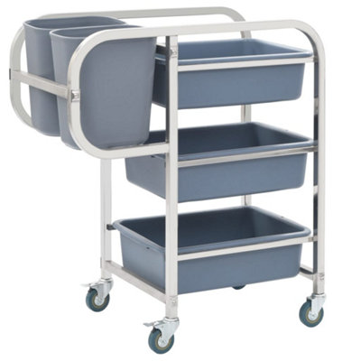 Vidaxl Kitchen Cart With Plastic Containers 82X43.5X92 Cm Cleaning Carts from B&Q