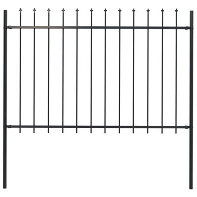 Vidaxl Garden Fence With Spear Top Steel 1.7X1.2 M Black from B&Q