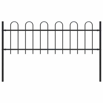 B&Q -  Garden Fence With Hoop Top Steel 1.7 M Black
