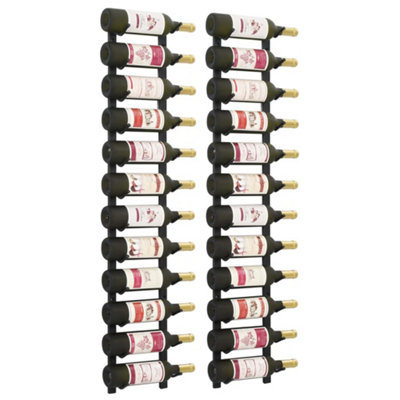 B&Q -  Wall Mounted Wine Racks For 12 Bottles 2 Pcs Black Iron Wine Racks