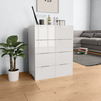 Vidaxl Sideboard High Gloss White Engineered Wood Cabinet Organiser Stand - Image 3