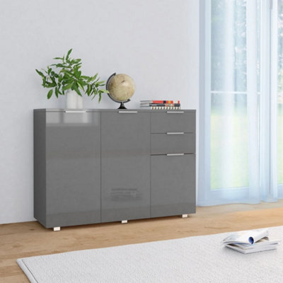 B&Q -  Sideboard High Gloss Grey 107X35X80.5 Cm