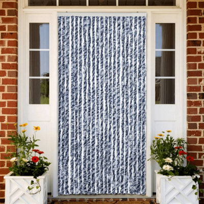 Vidaxl Insect Curtain BlueWhite And Silver 90X220 Cm Chenille from B&Q