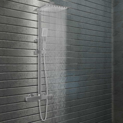 B&Q -  Dual Head Shower Set With Thermostat Stainless Steel