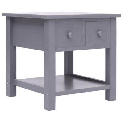 B&Q -  Side Table Grey 40X40X40 Cm Paulownia Wood