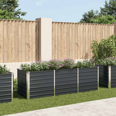 Vidaxl Garden Raised Bed Anthracite 240X80X77 Cm Galvanised Steel from B&Q