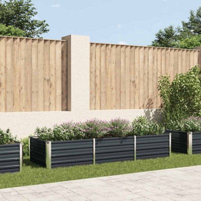 B&Q -  Garden Raised Bed Anthracite 240X80X45 Cm Galvanised Steel