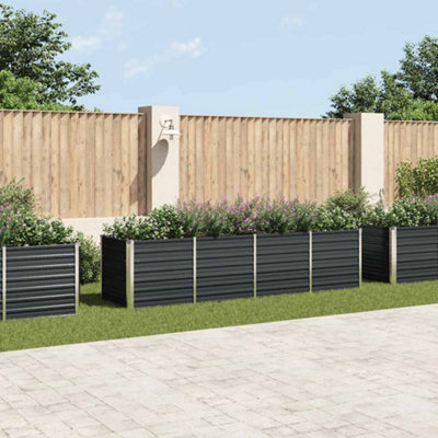 B&Q -  Garden Raised Bed Anthracite 320X80X77 Cm Galvanised Steel
