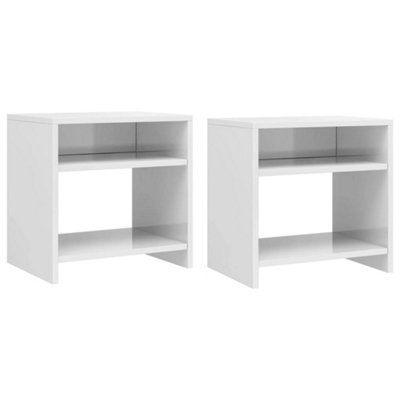 Vidaxl Bedside Cabinets 2 Pcs High Gloss 40X30x40 Cm Engineered Wood White