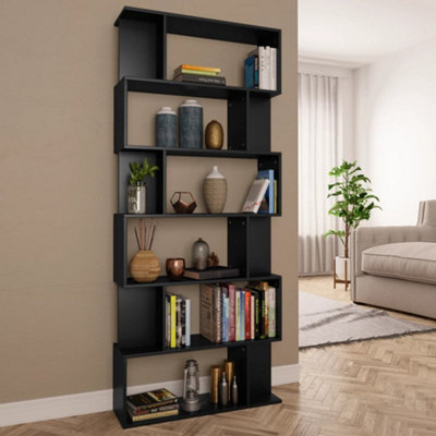 Vidaxl Black Book Cabinet/Room Divider 80X24x192 Cm Engineered Wood Book Cabinets Size 6