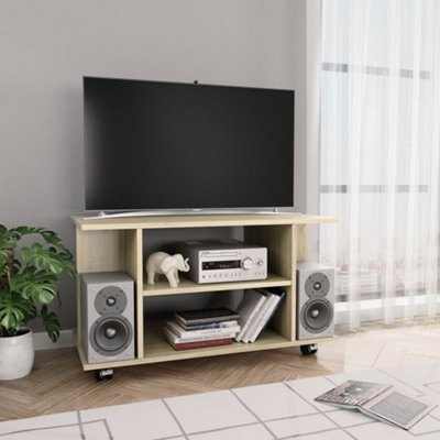 Vidaxl Tv Cabinet With Castors Sonoma Oak 80X40X45 Cm Engineered Wood from B&Q