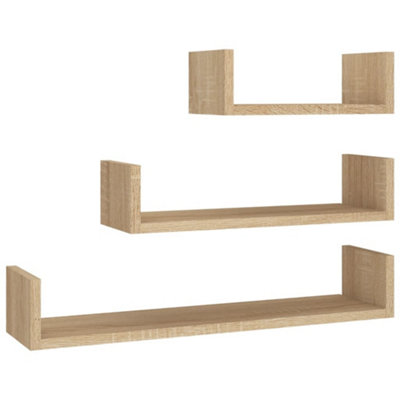 Vidaxl Wall Display Shelf 3 Pcs Sonoma Oak Engineered Wood from B&Q