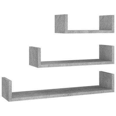 Vidaxl Wall Display Shelf 3 Pcs Concrete Engineered Wood Grey