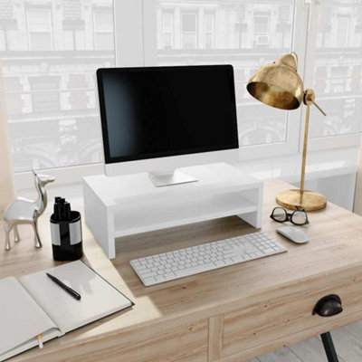B&Q -  Monitor Stand White 42X24X13 Cm Engineered Wood Monitor Stands