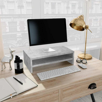 Vidaxl Monitor Stand Concrete Grey 42X24X13 Cm Engineered Wood Monitor Stands