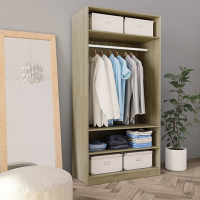 Vidaxl Wardrobe Sonoma Oak 100X50X200 Cm Engineered Wood Wardrobes from B&Q