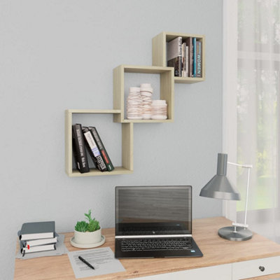 B&Q -  Cube Wall Shelf Sonoma Oak 68X15X68 Cm Engineered Wood