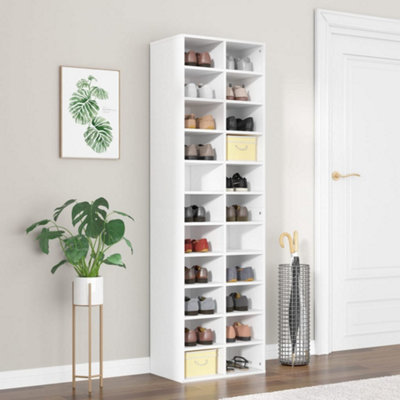Vidaxl White Shoe Cabinet 54X34x183 Cm Engineered Wood Shoe Cabinets