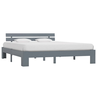 B&Q -  Bed Frame Without Mattress Grey Solid Pine Wood 180X200 Cm Super King