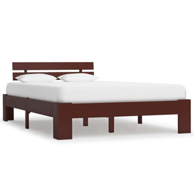 Vidaxl Bed Frame Without Mattress Dark Brown Solid Pine Wood 120X200 Cm from B&Q