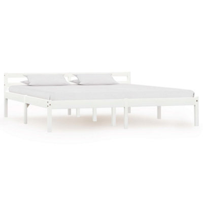 Vidaxl Bed Frame Without Mattress White Solid Pine Wood 180X200 Cm Super King from B&Q